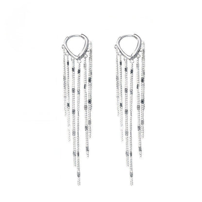 Silver Tassel Drop Earrings