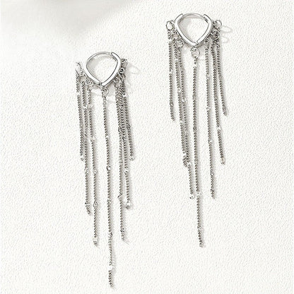 Silver Tassel Drop Earrings