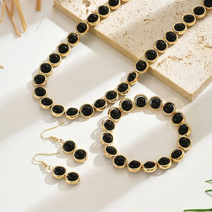 Black Round Link Jewelry Set