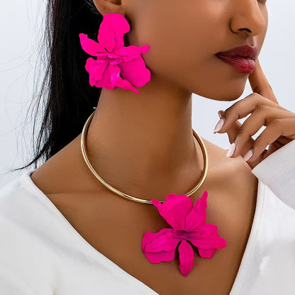 Magenta Floral Earrings