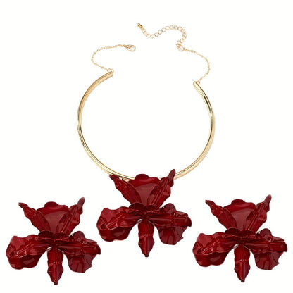 Magenta Floral Earrings