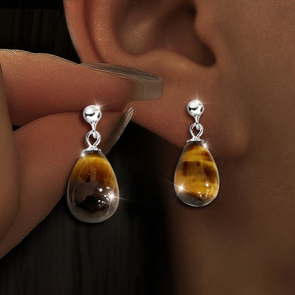 Tiger Eye Teardrop Earrings