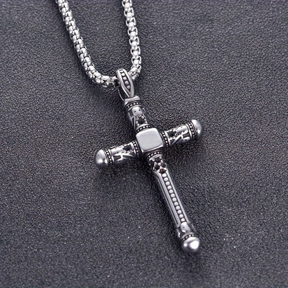 Black Stone Cross Necklace