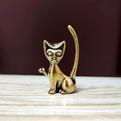Playful Cat Brass Figurine