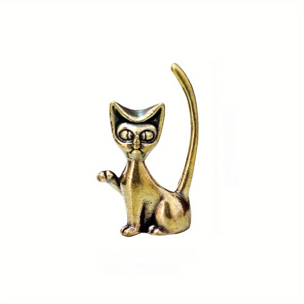 Playful Cat Brass Figurine