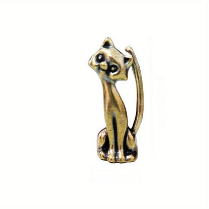 Playful Cat Brass Figurine
