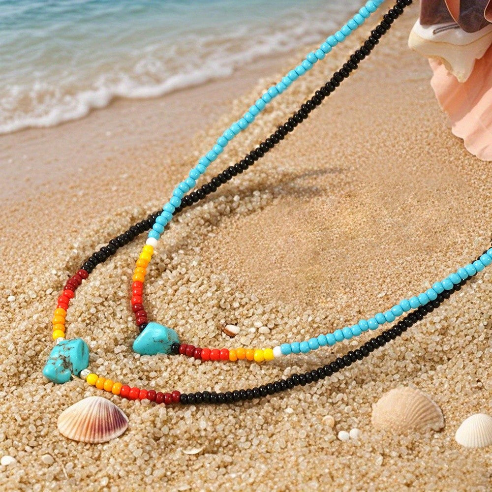 Turquoise Beaded Layered Necklace