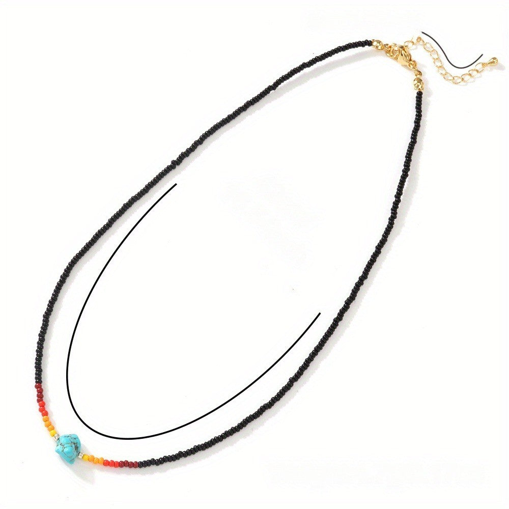 Turquoise Beaded Layered Necklace