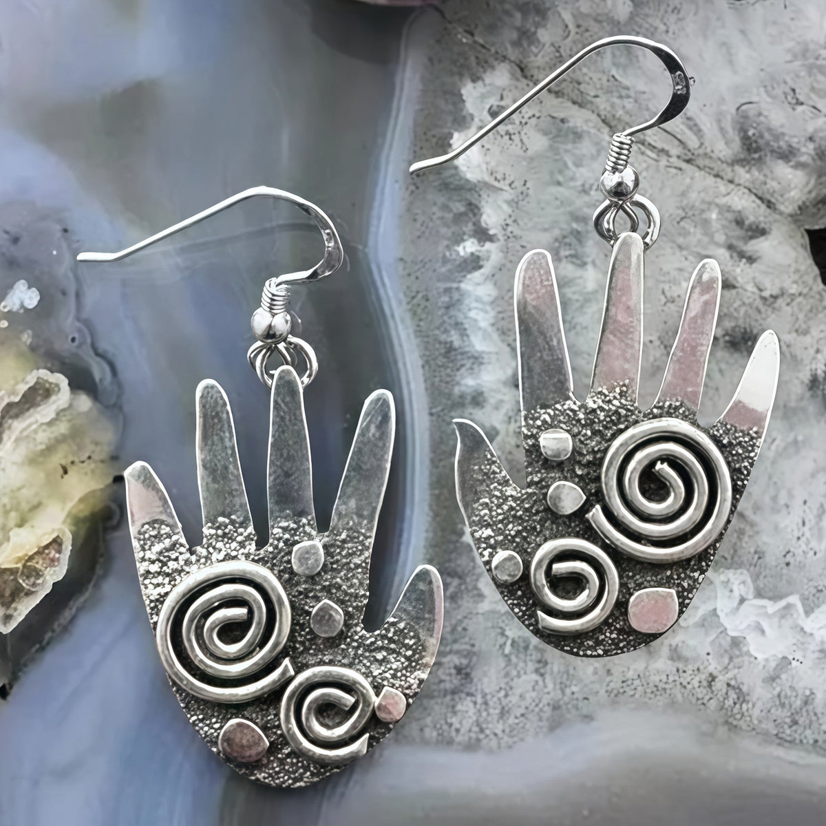 Spiral Palm Hand Earrings