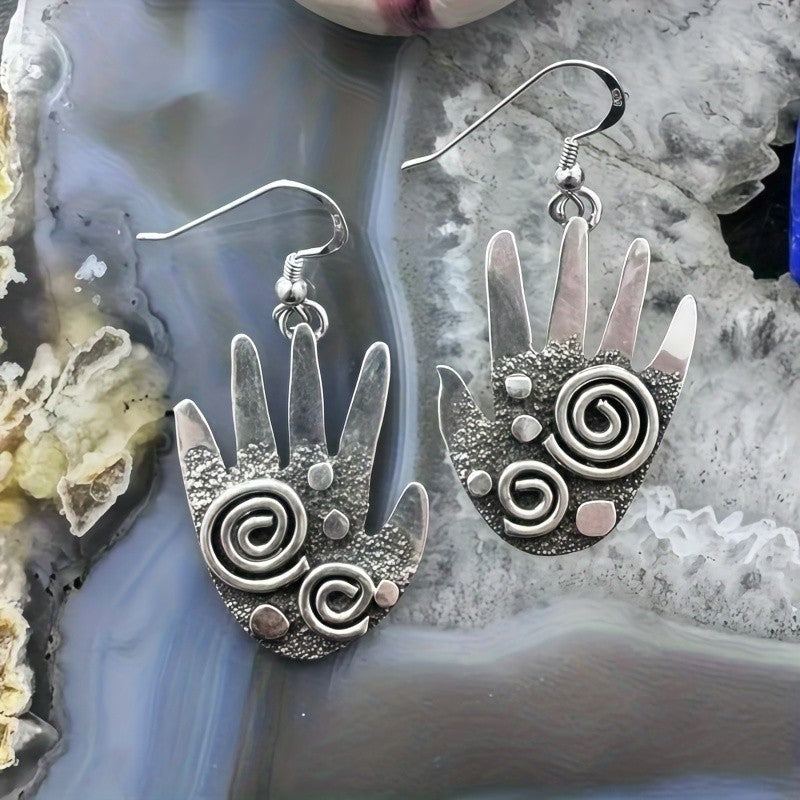 Spiral Palm Hand Earrings