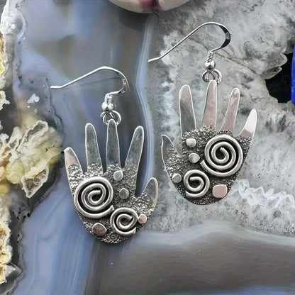 Spiral Palm Hand Earrings