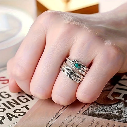 Turquoise Feather Wrap Ring