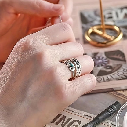 Turquoise Feather Wrap Ring