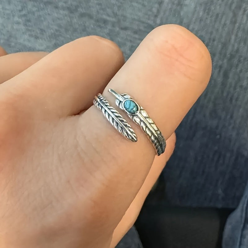 Turquoise Feather Wrap Ring