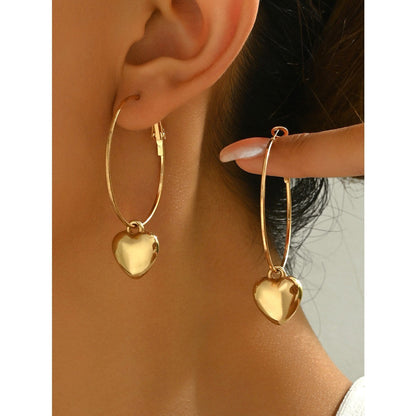 Heart Charm Hoop Earrings