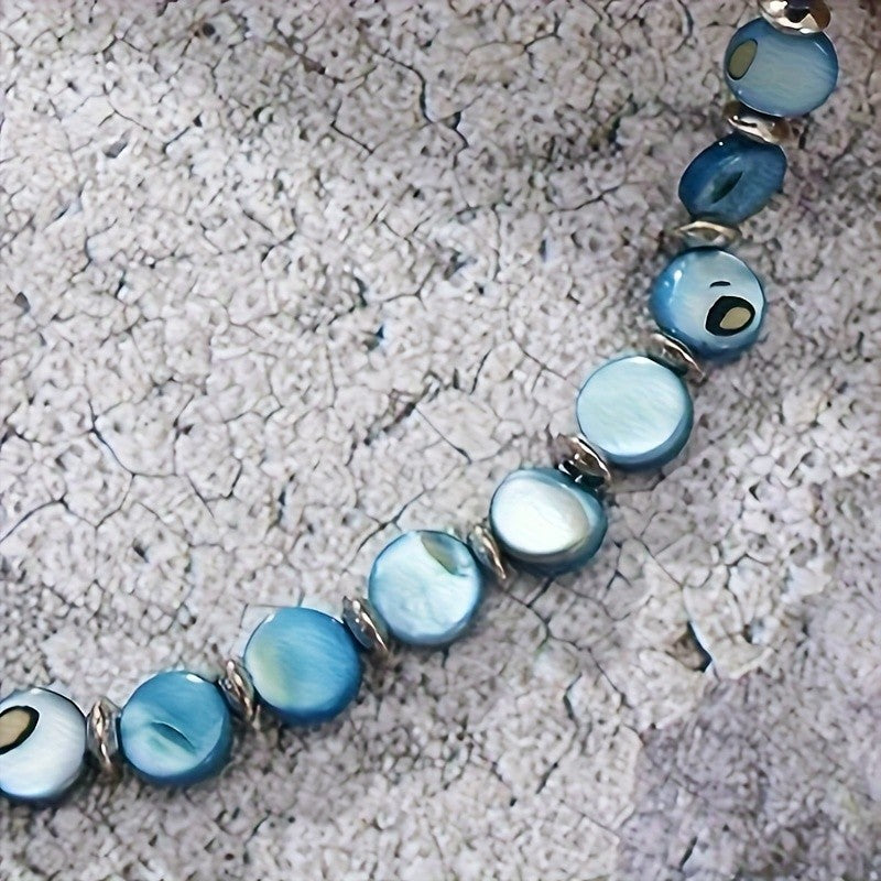 Blue Marble Disc Necklace