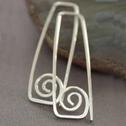 Spiral Wire Triangle Drop Earrings