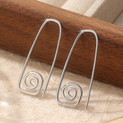 Spiral Wire Triangle Drop Earrings
