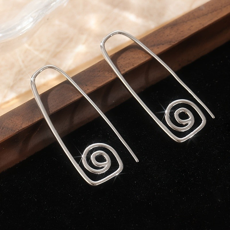 Spiral Wire Triangle Drop Earrings
