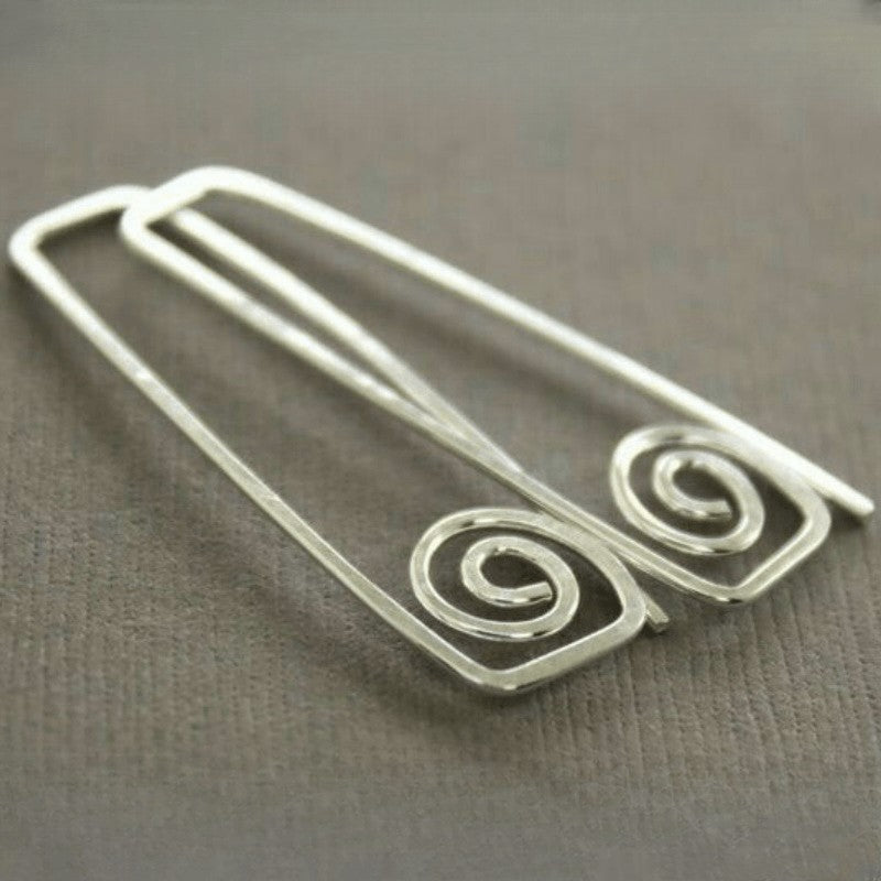 Spiral Wire Triangle Drop Earrings