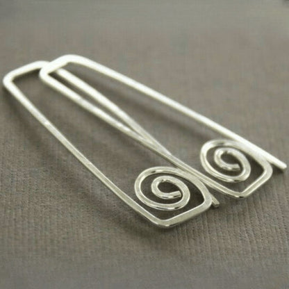 Spiral Wire Triangle Drop Earrings