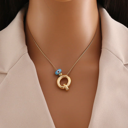 Evil Eye Initial Letter Pendant