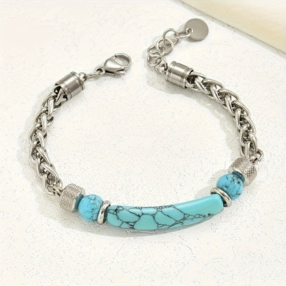 Turquoise Stone Link Bracelet