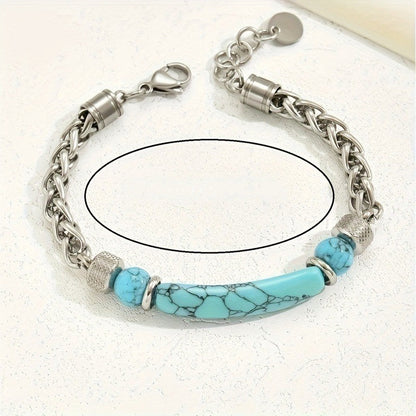 Turquoise Stone Link Bracelet