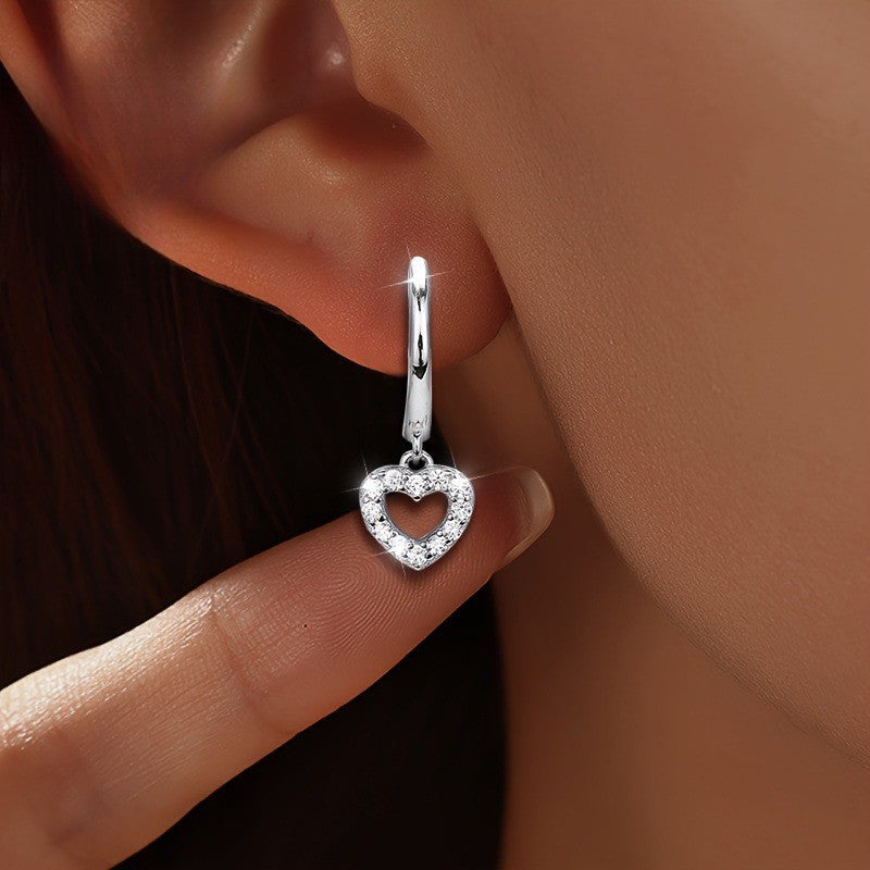 Crystal Heart Dangle Earrings