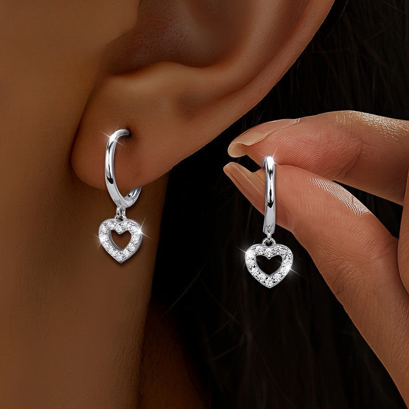 Crystal Heart Dangle Earrings