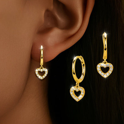 Crystal Heart Dangle Earrings