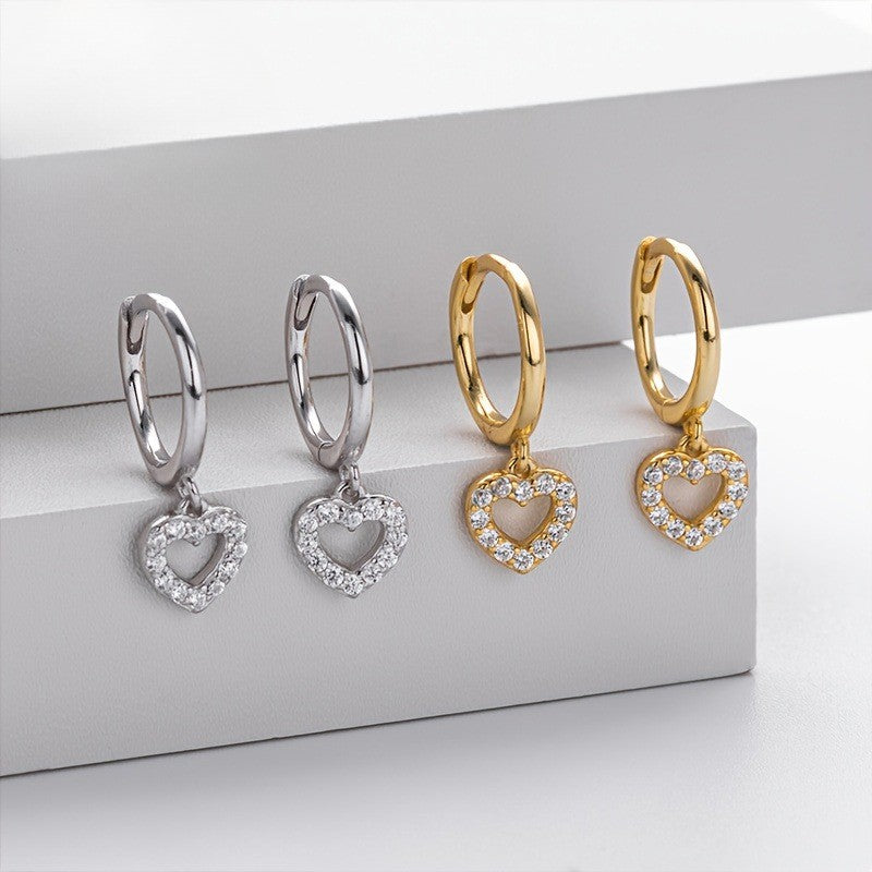 Crystal Heart Dangle Earrings