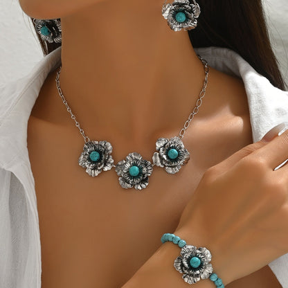 Turquoise Floral Jewelry Set