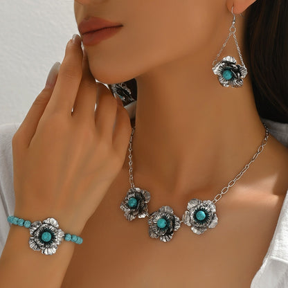 Turquoise Floral Jewelry Set