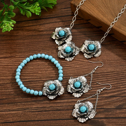 Turquoise Floral Jewelry Set