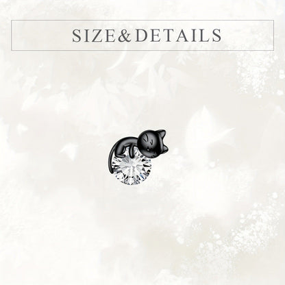 Black Cat Crystal Stud Earrings