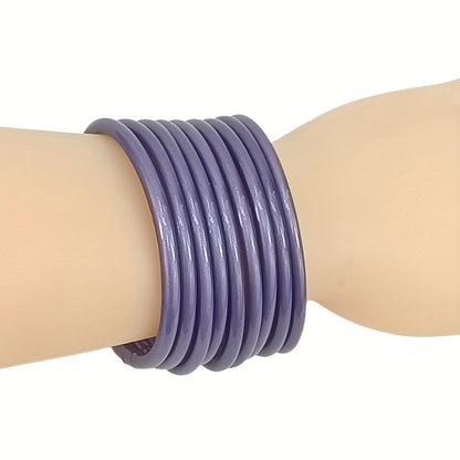 Teal Glitter Silicone Bangle Set