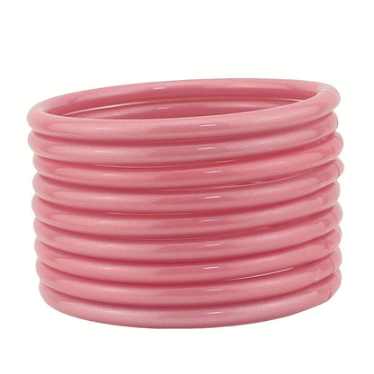 Teal Glitter Silicone Bangle Set