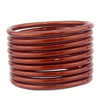 Teal Glitter Silicone Bangle Set