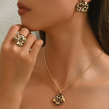 Leopard Print Circle Jewelry Set