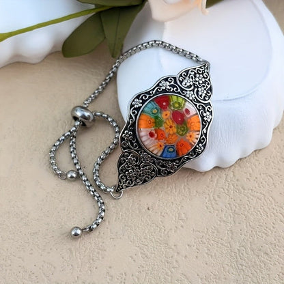 Floral Millefiori Leaf Bracelet