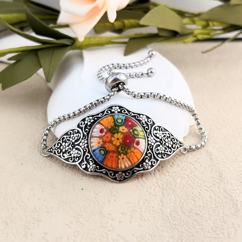 Floral Millefiori Leaf Bracelet