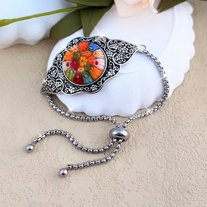 Floral Millefiori Leaf Bracelet
