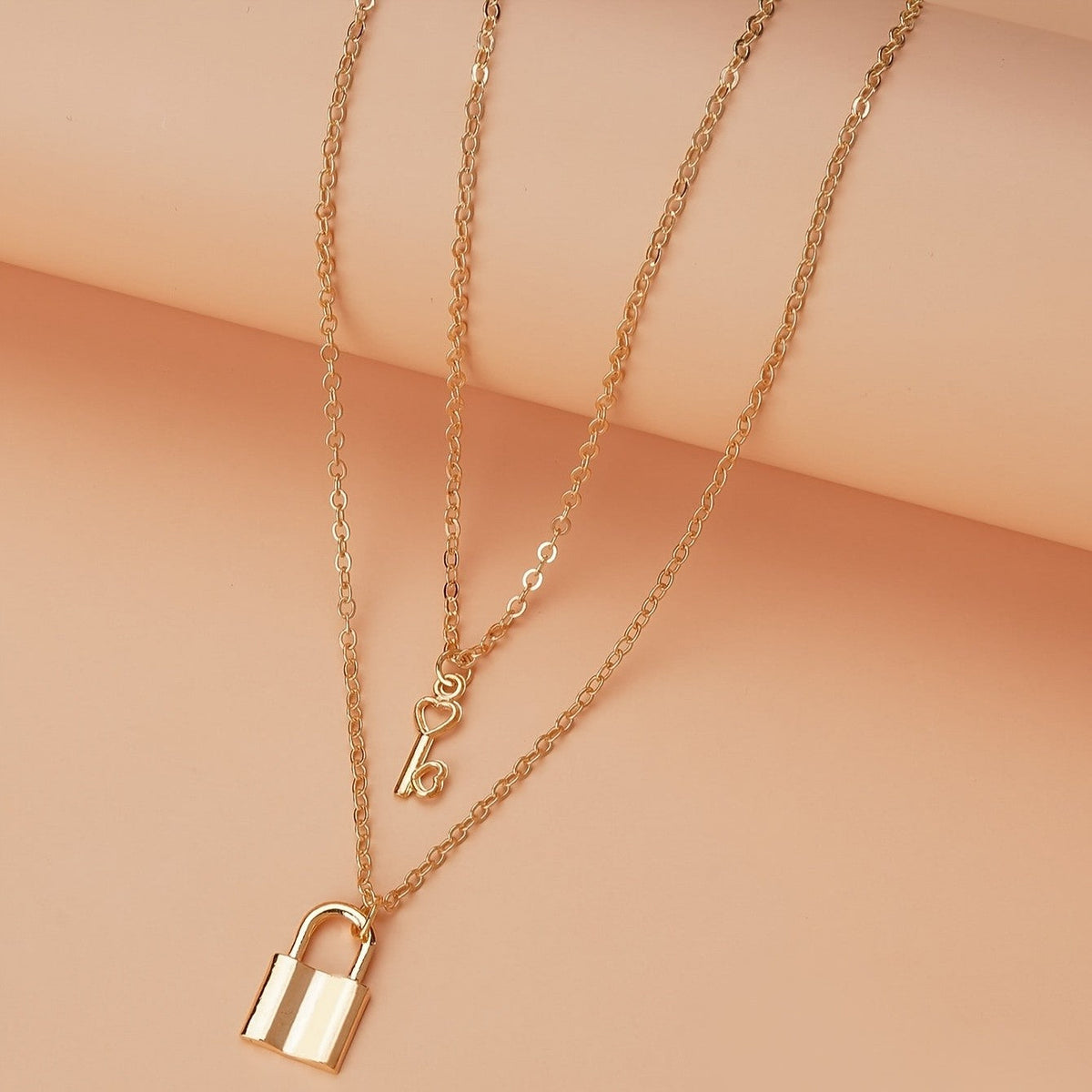 Lock & Heart Key Necklace Set
