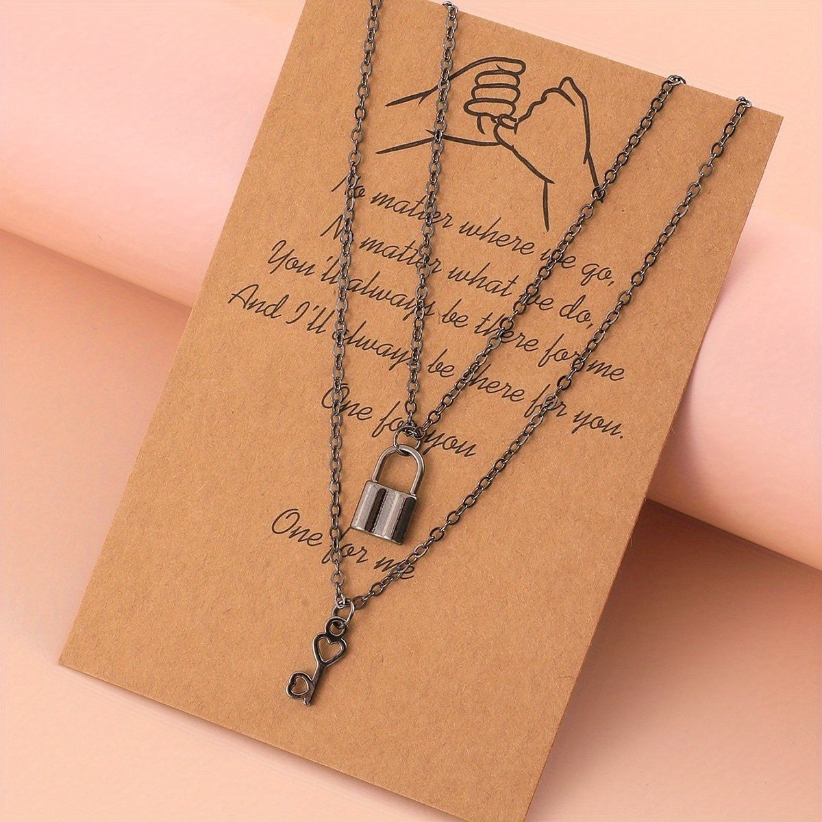 Lock & Heart Key Necklace Set