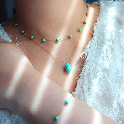 Turquoise Teardrop Layered Necklace