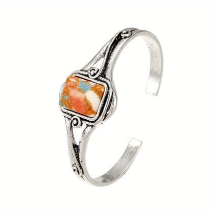 Colorful Stone Inlay Cuff Bracelet