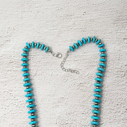 Turquoise Disc Beaded Necklace