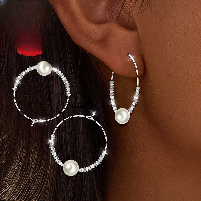 Pearl Beaded Circle Earrings
