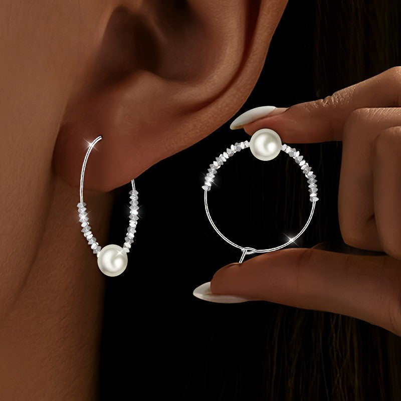 Pearl Beaded Circle Earrings